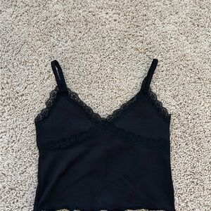 Black Lace Trim Cami Top